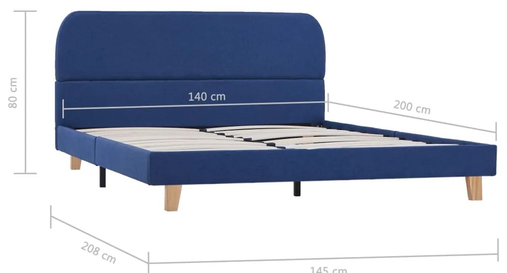 vidaXL Πλαίσιο Κρεβατιού Μπλε 140 x 200 εκ. Υφασμάτινο