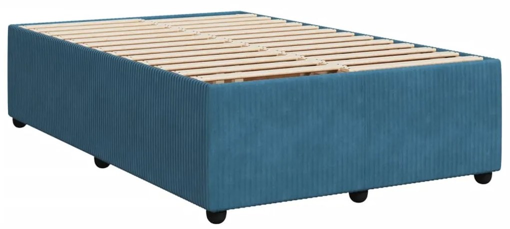 vidaXL Κρεβάτι Boxspring με Στρώμα Μπλε 120x200 εκ. Βελούδινο