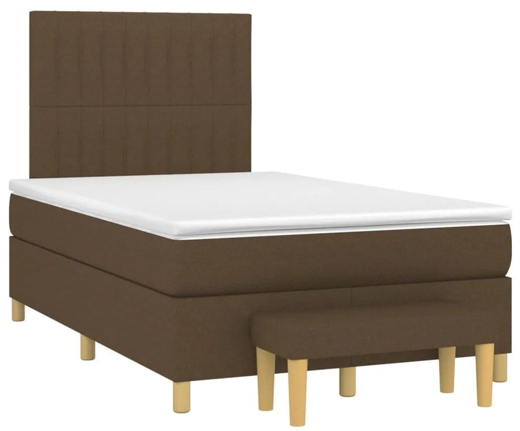 Κρεβάτι Boxspring με Στρώμα Σκούρο Καφέ 120x200 εκ. Υφασμάτινο - Καφέ