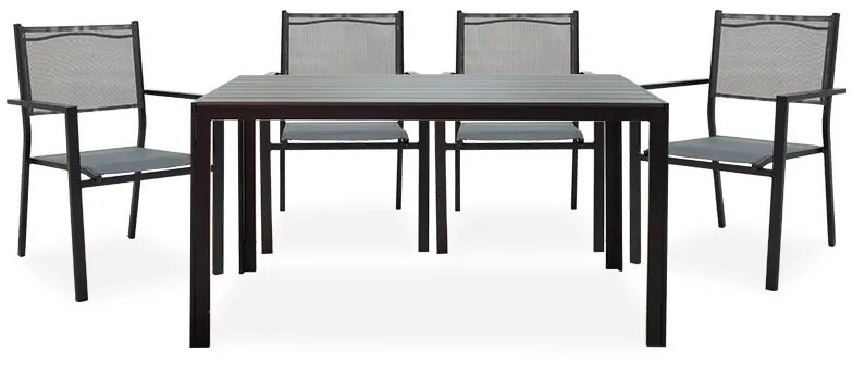 Τραπεζαρία Κήπου Nares-Moly 152-000005 (Σετ 5τμχ) Black-Anthracite 4 Θέσεων