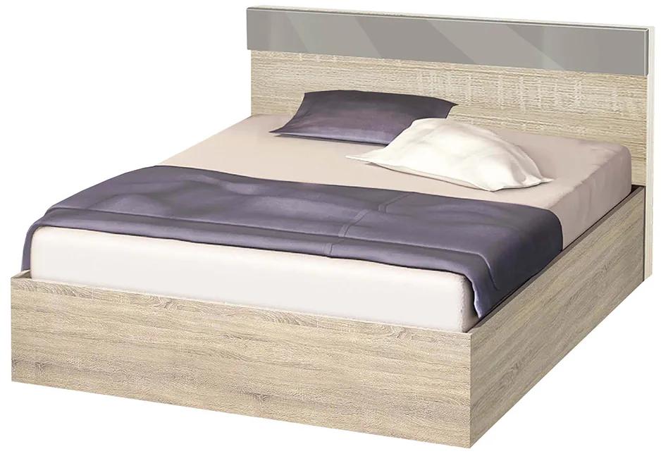 Κρεβάτι ξύλινο υπέρδιπλο High Σόνομα/Γκρι γυαλιστερό, 180/200, 204/90/184 εκ., Genomax