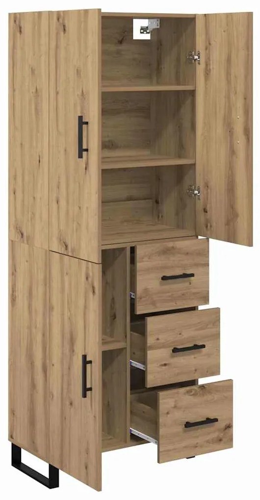 vidaXL Highboard με συρτάρι 2 pcs Artisan Oak Σύνθετο Ξύλο και Γυαλί