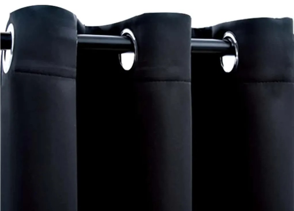 vidaXL Κουρτίνες Συσκότισης με Κρίκους 2 τεμ. Μαύρες 97x213 εκ. από Ύφασμα