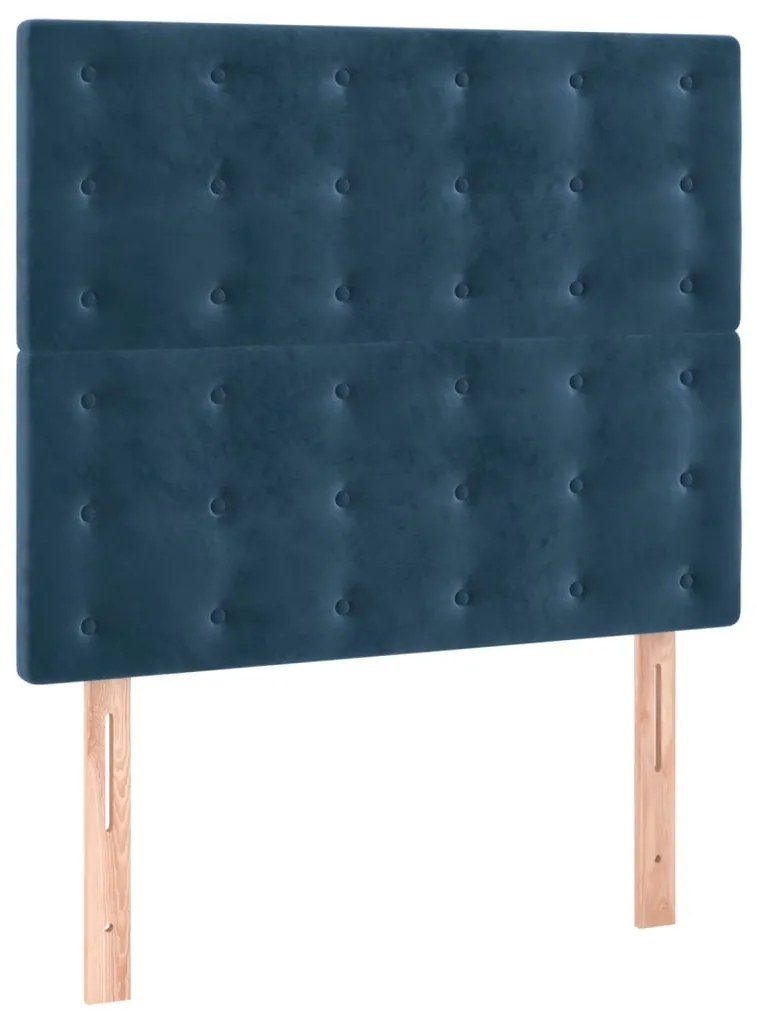 vidaXL Κρεβάτι Boxspring με Στρώμα Σκούρο Μπλε 100x200 εκ. Βελούδινο