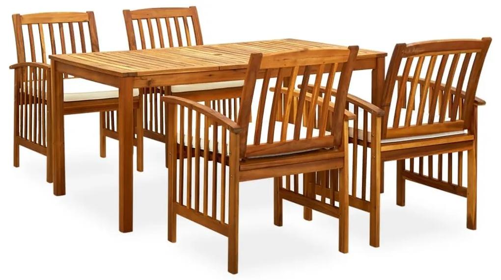 3058086  5 PIECE GARDEN DINING SET WITH CUSHIONS SOLID ACACIA WOOD (45962+2X312128) 3058086