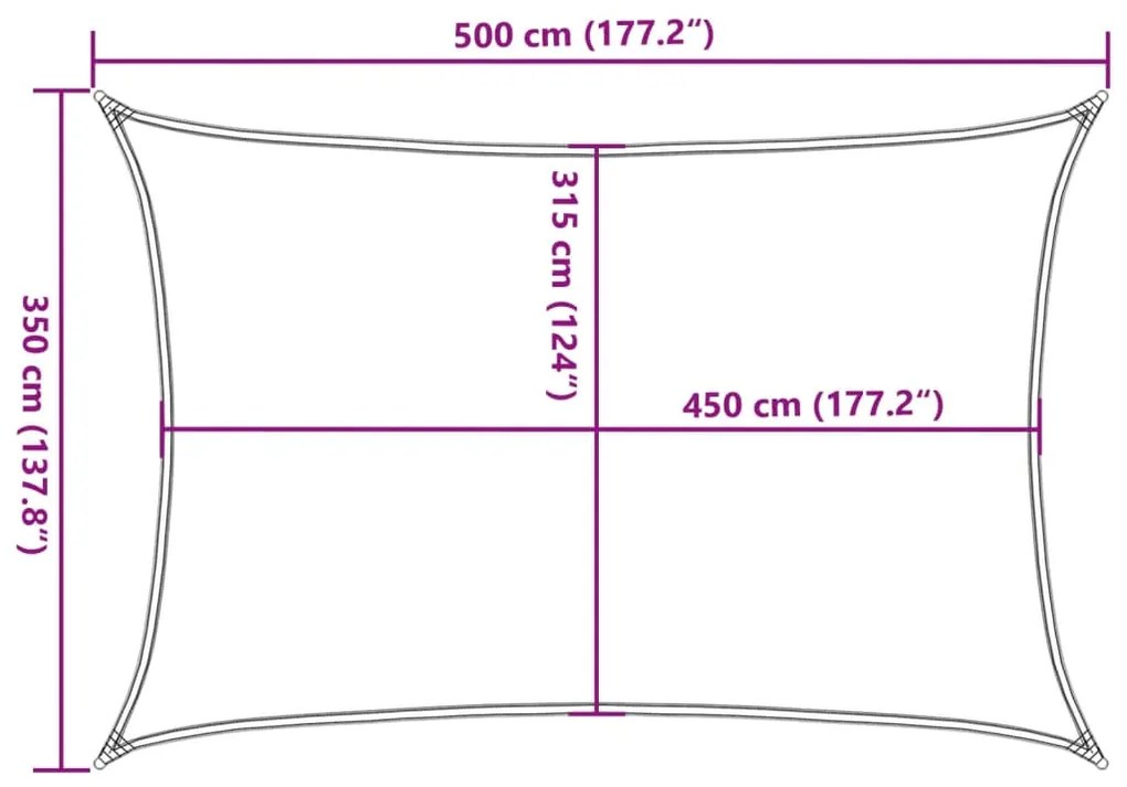 Πανί Σκίασης Ορθογώνιο Ανοιχτό Γκρι 3,5x5 μ. HDPE 160 γρ./μ² - Γκρι