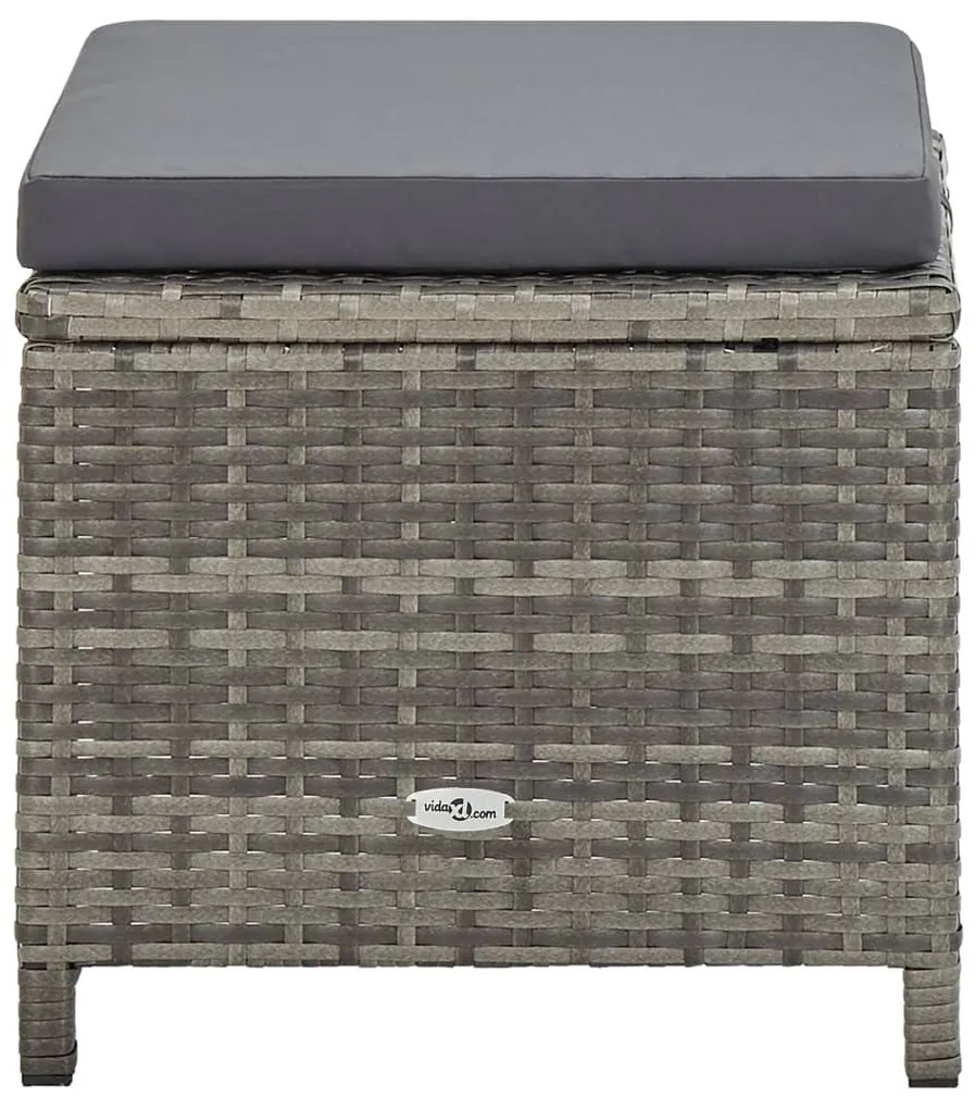 vidaXL Σετ Τραπεζαρίας Εξ. Χώρου 9 τεμ. Γκρι Συνθ. Ρατάν με Μαξιλάρια