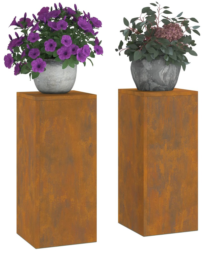 vidaXL Στήριξη φυτών 2 pcs Σκ rusty 24 x 24 x 55 εκ.