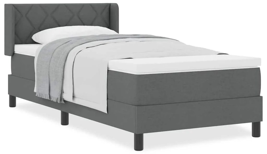 vidaXL Κρεβάτι box spring με στρώμα με στρώμα Σκούρο γκρι 90 x 200 cm
