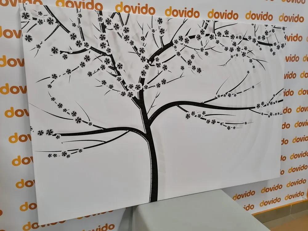Εικόνα ενός σύγχρονου ασπρόμαυρου δέντρου σε αφηρημένο φόντο - 90x60