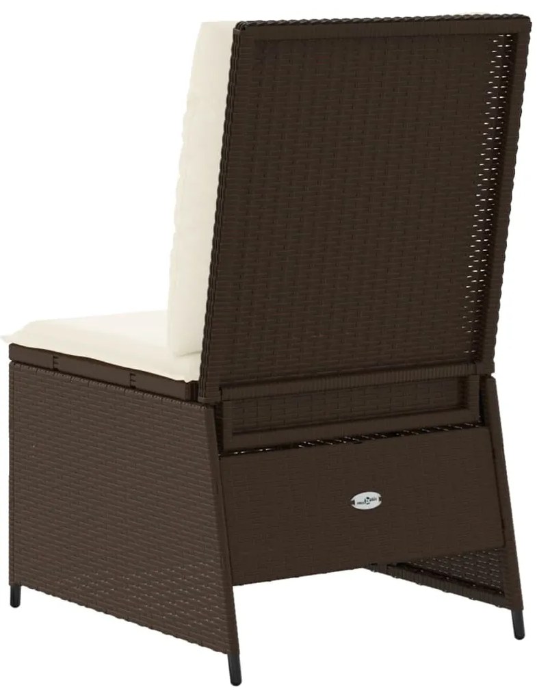 vidaXL Καναπές Κήπου Ανακλινόμενος Καφέ Συνθ. Ρατάν με Μαξιλάρια