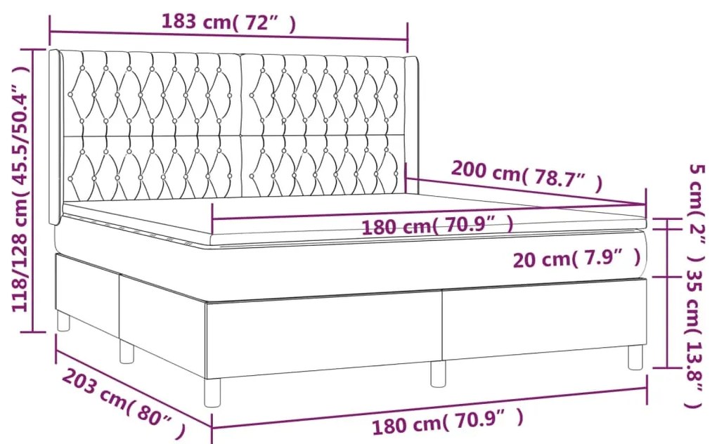 Κρεβάτι Boxspring με Στρώμα Ροζ 180x200 εκ. Βελούδινο - Ροζ