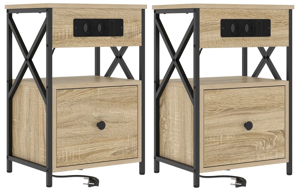 vidaXL Κουτιά Κρεβατοκάμαρας 2 pcs Sonoma Δρυς 40 x 31 x 60 εκ.