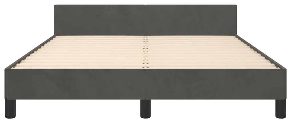 vidaXL Πλαίσιο Κρεβατιού με Κεφαλάρι Σκ. Γκρι 140x190 εκ. Βελούδινο
