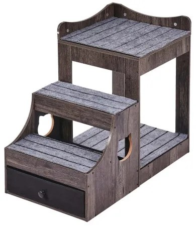 VEVOR Pet Bunk Bed with Stairs Dog/Cat Window Perch with Storage Indoor Gray