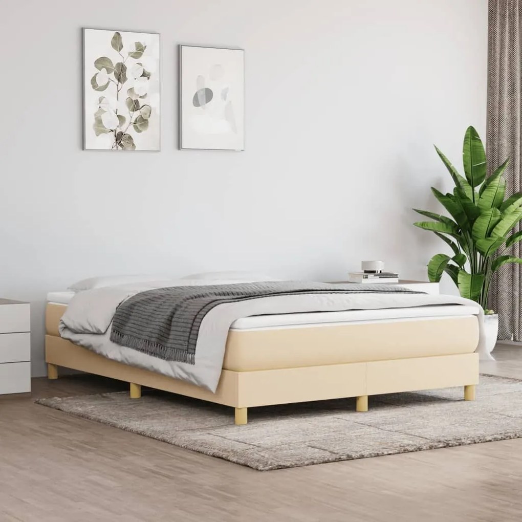 ΚΡΕΒΑΤΙ BOXSPRING ΜΕ ΣΤΡΩΜΑ ΚΡΕΜ 140X190 ΕΚ. ΥΦΑΣΜΑΤΙΝΟ 3144172