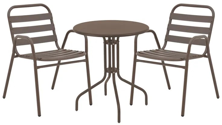 Intrahome Τραπεζαρία Vergo-Sussie Intrahome σετ 3 τεμ καφέ μέταλλο Φ60x70εκ | SKU: INTRAPA-241111256