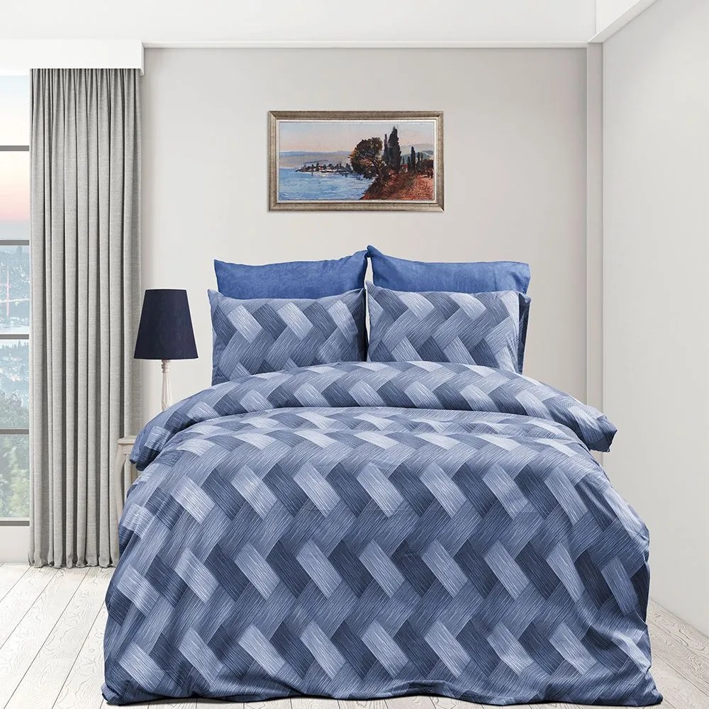 Παπλωματοθήκη Αλκμήνη 454 Blue DimCol Υπέρδιπλo 220x240cm Cotton-Polyester