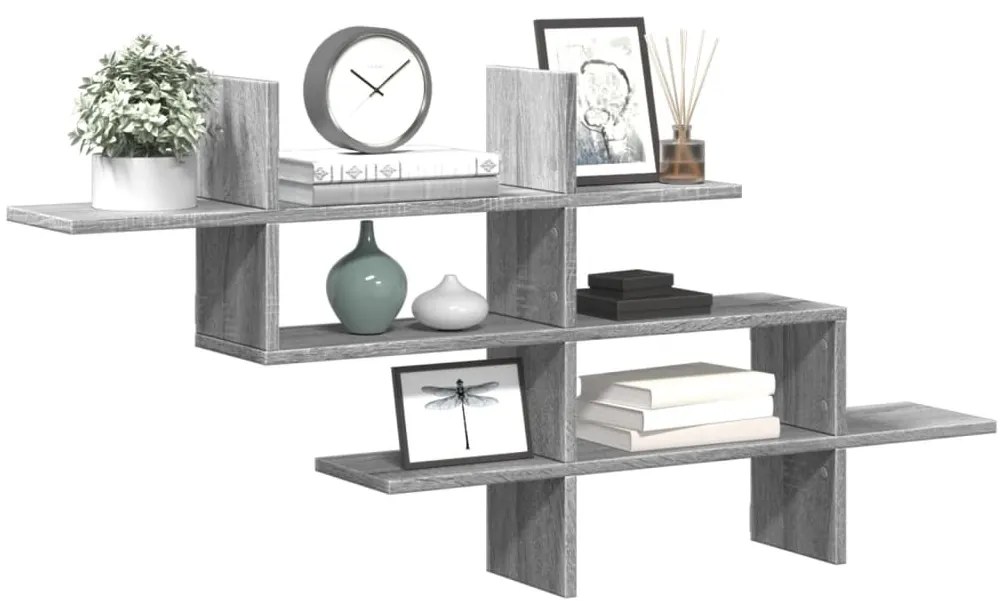vidaXL Ραφιέρα Τοίχου Γκρι Sonoma 124,5x18x60,5 εκ. Επεξεργασμένο Ξύλο