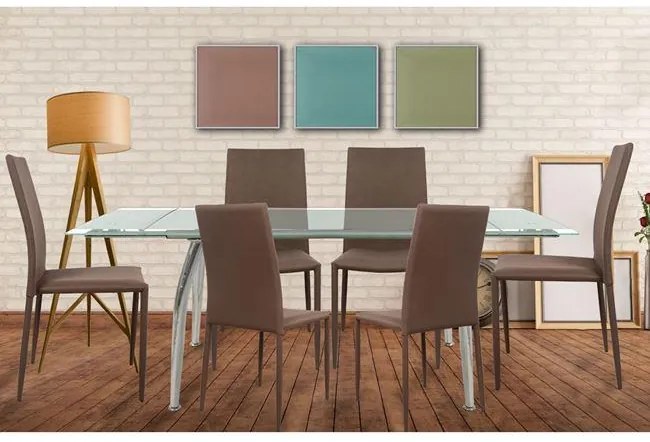 Σετ τραπεζαρίας C10009.03 7τμχ με Τραπέζι LOCA 120+50x80x75εκ. &amp; Καρέκλες ΤΕΤΑ Καφέ