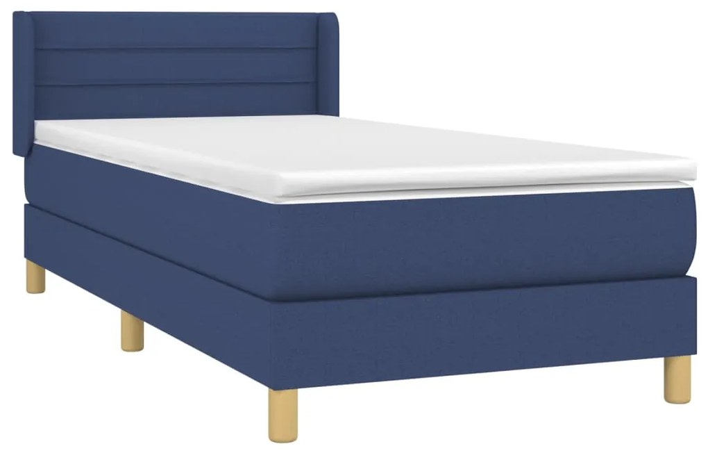 vidaXL Κρεβάτι Boxspring με Στρώμα Μπλε 100 x 200 εκ. Υφασμάτινο