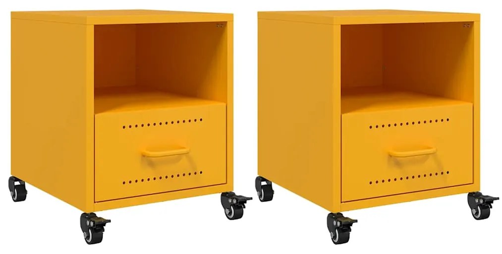 vidaXL Κομοδίνα 2 τεμ. Μουσταρδί 36x39x43,5 εκ. από Χάλυβα