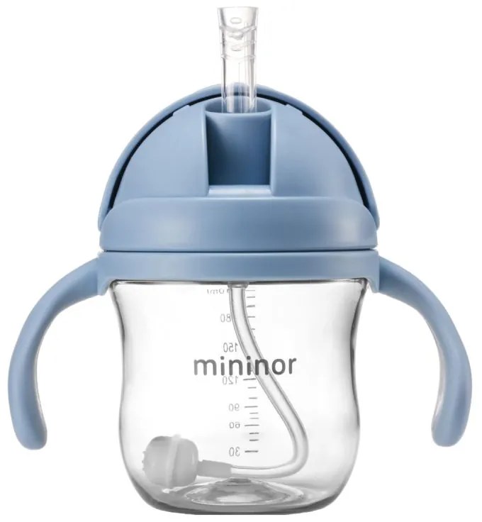 Mininor εκπαιδευτικό ποτηράκι με καλαμάκι Blue