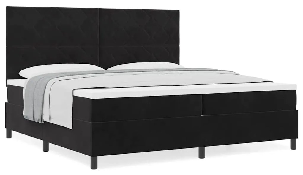 vidaXL Κρεβάτι με ελατήρια με στρώμα Μαύρο 200 x 200 cm Βελούδο