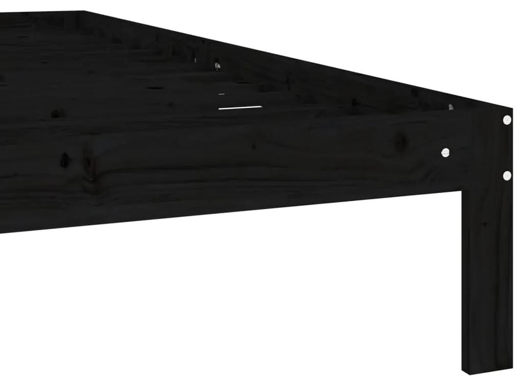 vidaXL Πλαίσιο Κρεβατιού Μαύρο 100 x 200 εκ. από Μασίφ Ξύλο Πεύκου