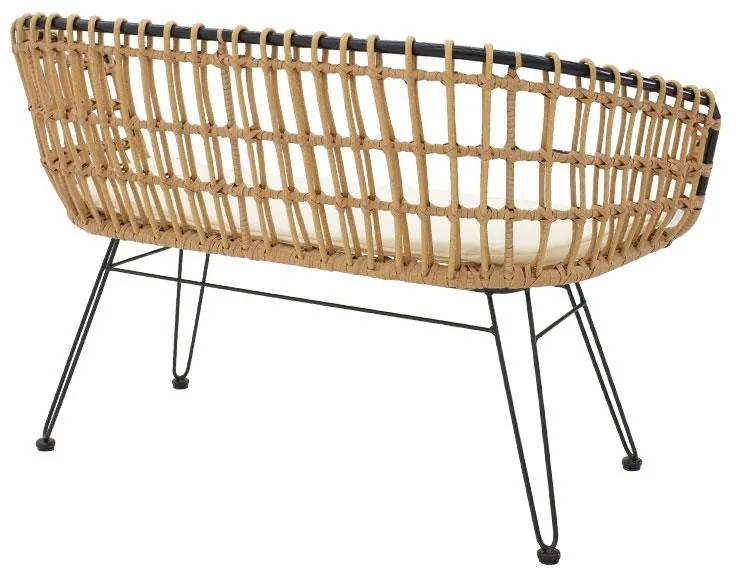 Καναπές 2θέσιος Naoki μέταλλο μαύρο-pe φυσικό 120x55x79εκ 120x55x79 εκ.