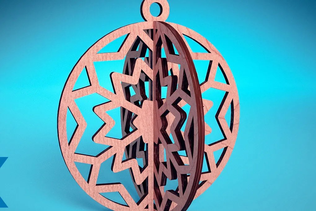 Intra απο ξύλο plywood 3mm-4mm πάχος Τρισδιάστατα χριστουγεννιάτικα στολίδια με λέιζερ | Δίασταση 8x8 cm INTRAFABR-74929349