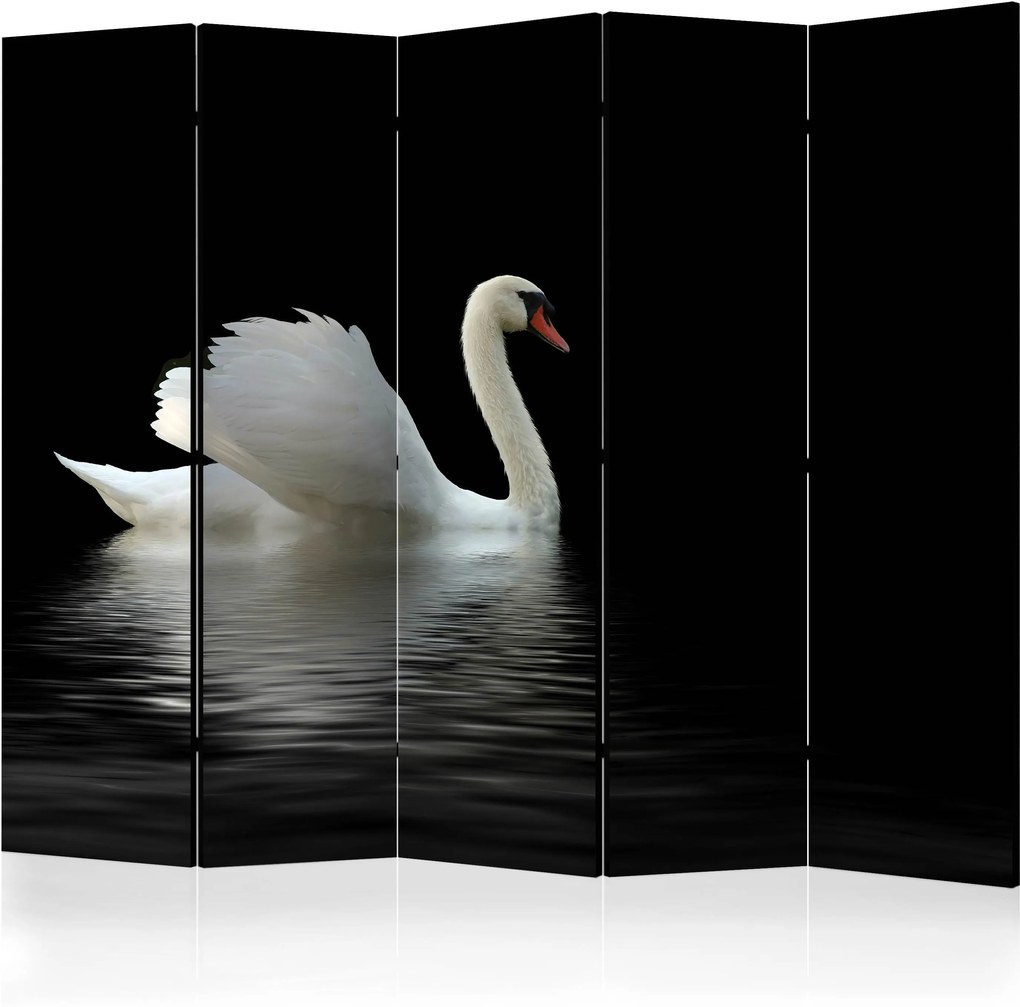 Διαχωριστικό με 5 τμήματα - swan (black and white) II [Room Dividers]