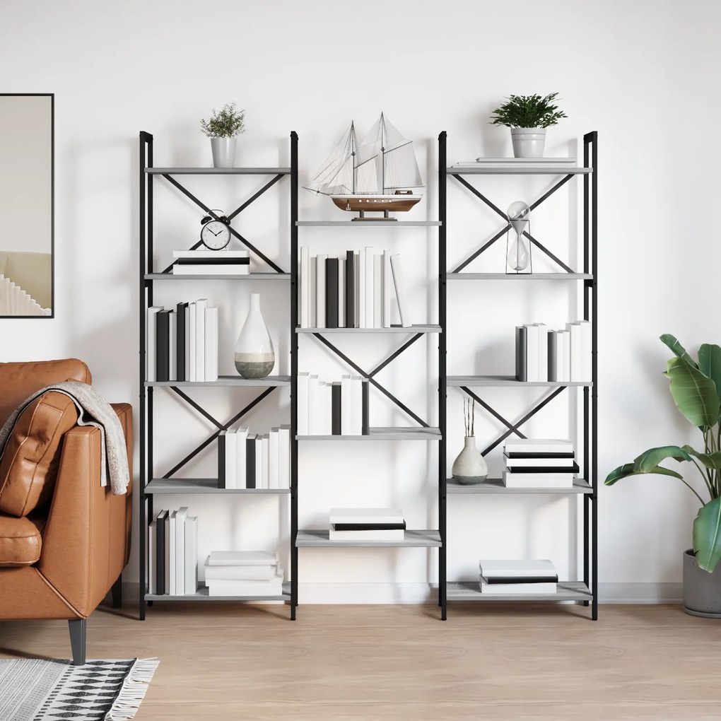 vidaXL Ράφι Βιβλίων Γκρι sonoma 156 x 25 x 167.5 εκ Επεξεργασμένο ξύλο