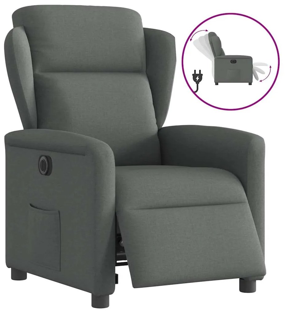 Πολυθρόνα Ανακλινόμενη Ηλεκτρική Σκούρο Γκρι Υφασμάτινη