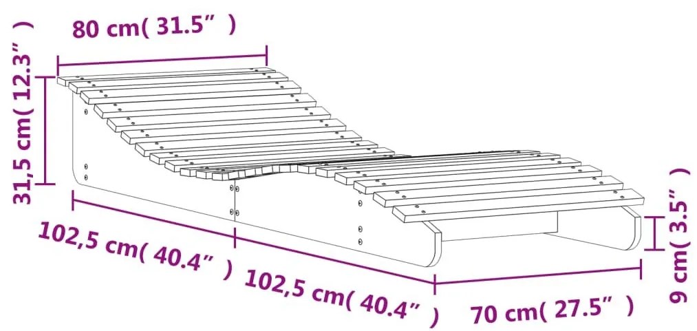 Ξαπλώστρα Λευκό 205x80x31,5 εκ. από Μασίφ Ξύλο Πεύκου - Λευκό