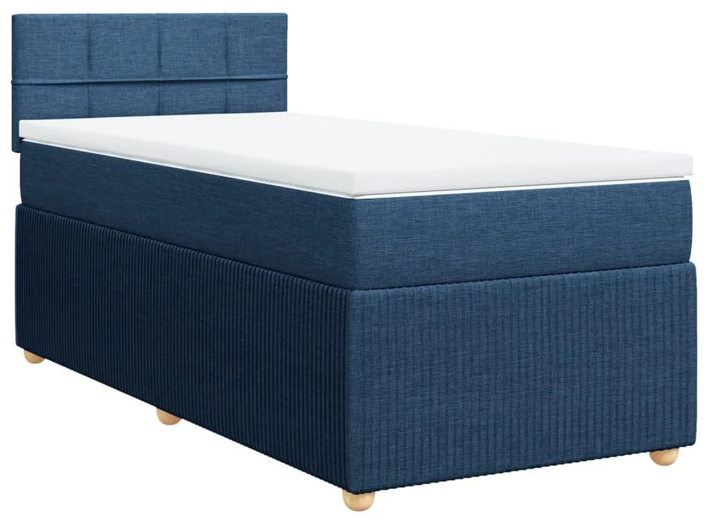 vidaXL Κρεβάτι Boxspring με Στρώμα Μπλε 100 x 200 εκ. Υφασμάτινο