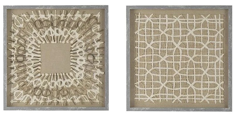 Artekko Mosaic Διακοσμητικός Πίνακας με Χαρτί Ξύλο Γυαλί Μπεζ (60x60x3)cm Σετ/2 Artekko 82898