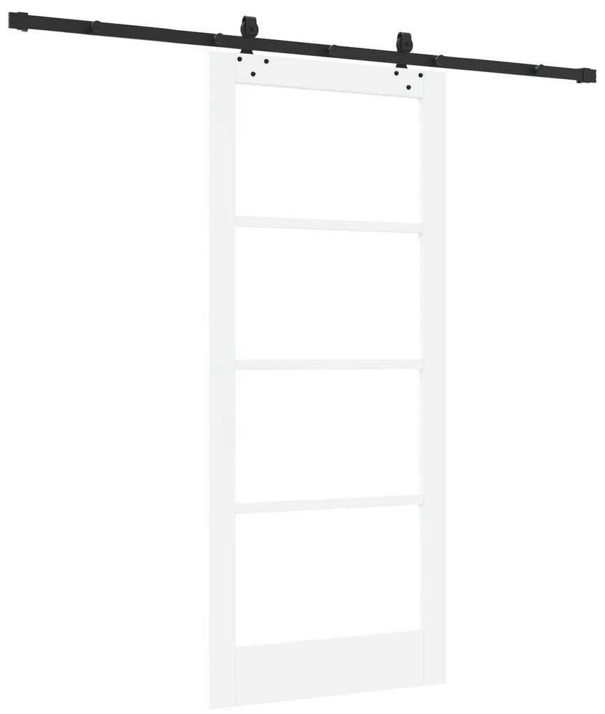 vidaXL Συρόμενη πόρτα με σετ υλικού λευκό 86x198.5 εκ. ξύλο πεύκου