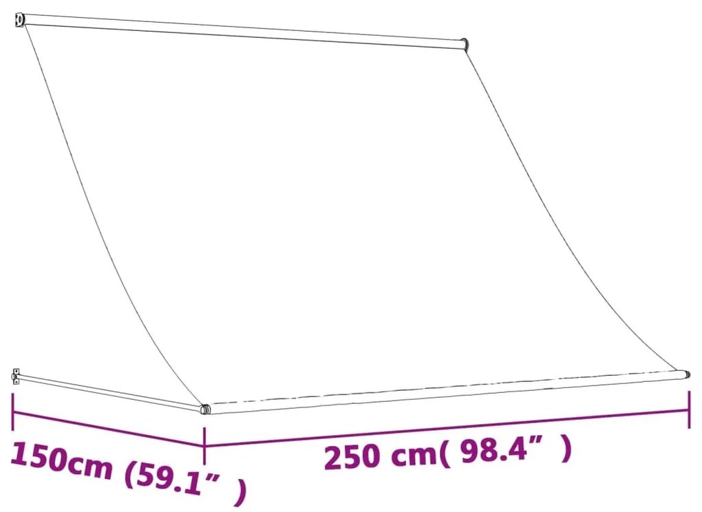 Τέντα Συρόμενη Ανθρακί 250 x 150 εκ. από Ύφασμα και Ατσάλι - Ανθρακί