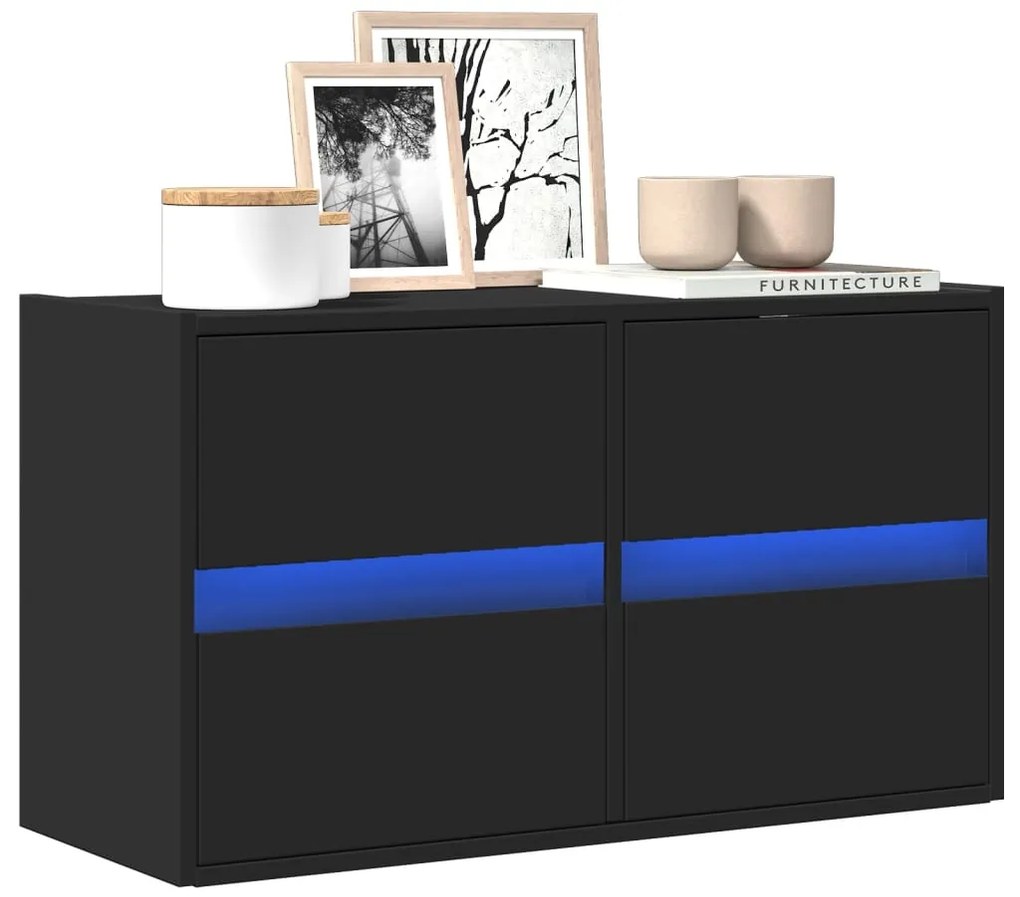 vidaXL Έπιπλο Τοίχου Τηλεόρασης με LED Μαύρο 80x31x45 εκ.