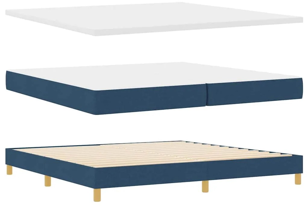 vidaXL LED Κρεβάτι με βάθρο με στρώμα Μπλε 200 x 200 cm ύφασμα