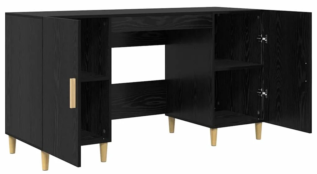 vidaXL Γραφείο με ράφι Μαύρη Οξυά 140 x 50 x 75 εκ. Επεξεργασμένο ξύλο