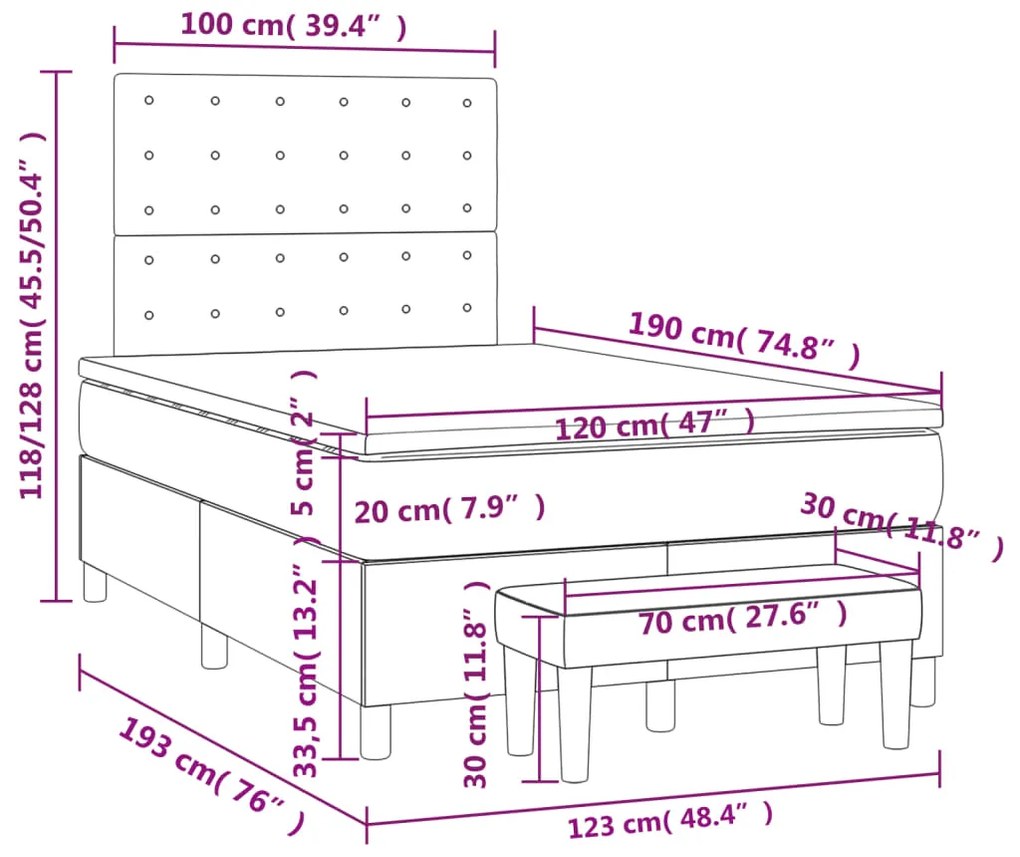 ΚΡΕΒΑΤΙ BOXSPRING ΜΕ ΣΤΡΩΜΑ ΣΚΟΥΡΟ ΚΑΦΕ 120X190 ΕΚ ΥΦΑΣΜΑΤΙΝΟ 3270386