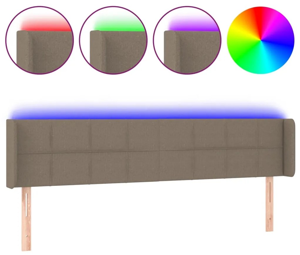 vidaXL Κεφαλάρι Κρεβατιού LED Taupe 203x16x78/88 εκ. Υφασμάτινο