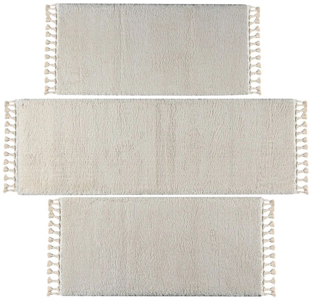 Χαλιά Κρεβατοκάμαρας (Σετ 3τμχ) Polcarpet Silky Shaggy Beige