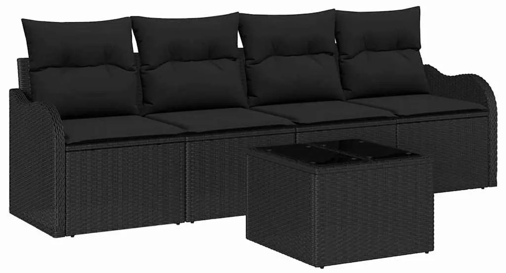 vidaXL Σετ Καναπέ Κήπου 5 pcs Μαύρο Πολυ ράταν