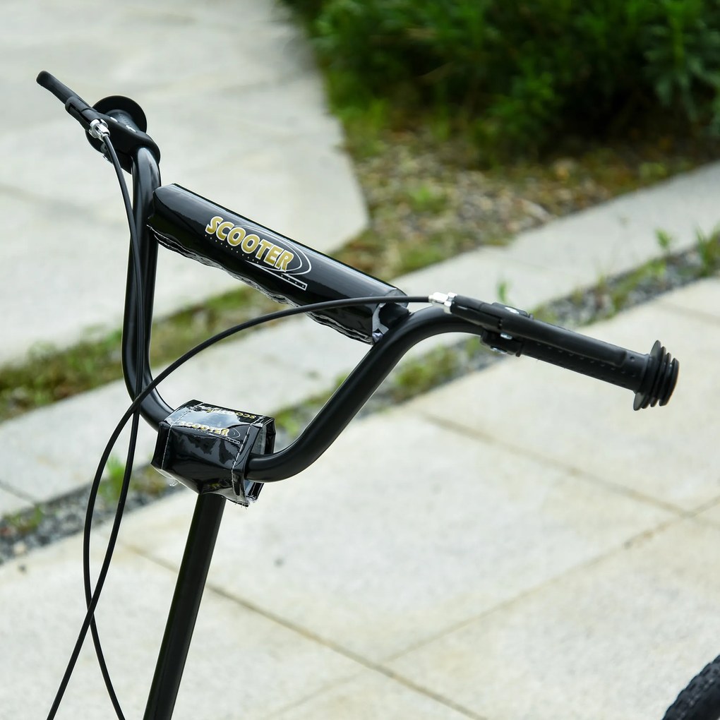 HOMCOM Πατίνι για παιδιά από 5 ετών, πατίνι, πατίνι πόλης, με φουσκωτά ελαστικά 12 ιντσών, καουτσούκ, αλουμίνιο, μαύρο 120 x 58 x 85-95 cm