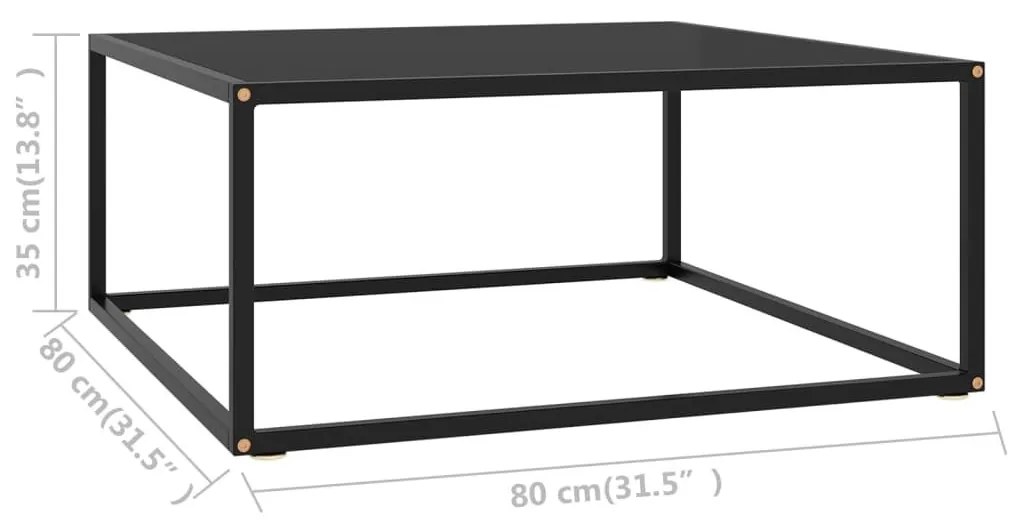 Τραπεζάκι Σαλονιού Μαύρο 80 x 80 x 35 εκ. με Μαύρο Γυαλί - Μαύρο