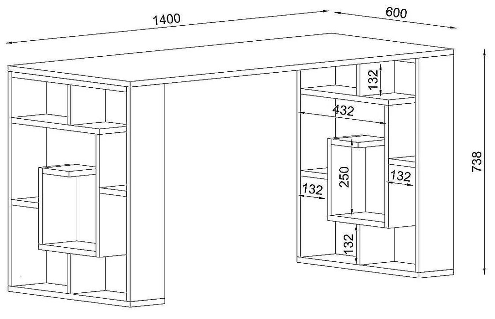 Γραφείο LINE Λευκό Μοριοσανίδα/Μελαμίνη 140x60x74cm - 14410276 - 14410276