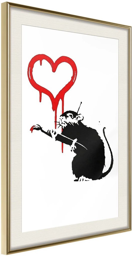 Αφίσα - Banksy: Love Rat - 20x30 - Χρυσό - Με πασπαρτού